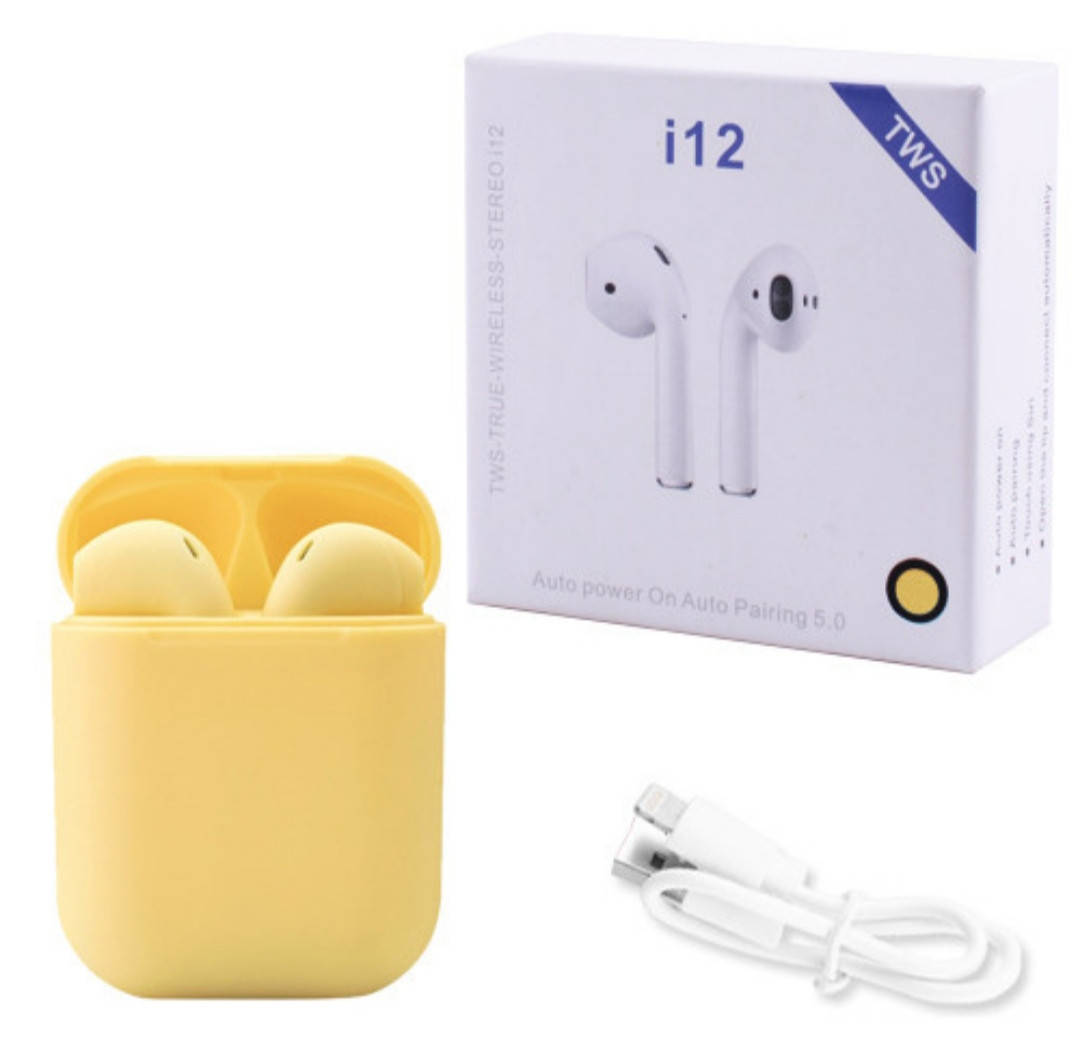 

Беспроводные наушники Inpods I12 сенсорные с кейсом Жёлтые, Желтый