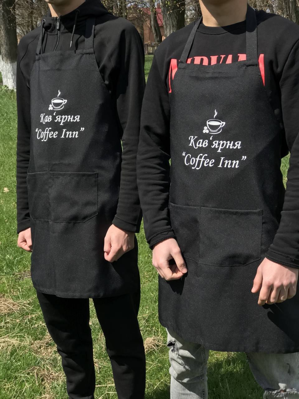 

Фартук с индивидуальным логотипом. Фартук для работников., Черный
