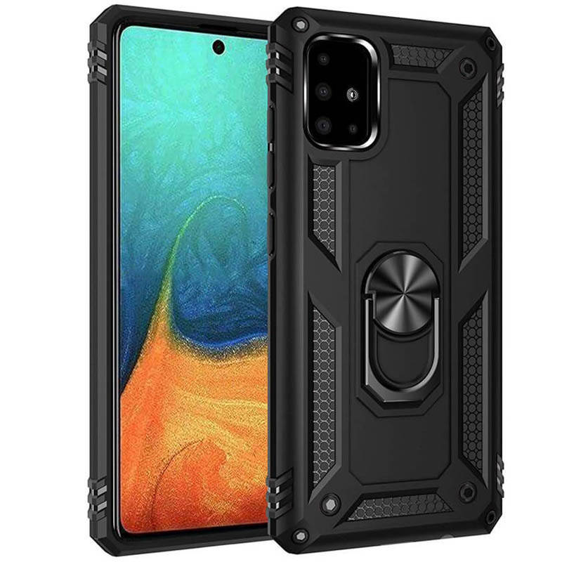 

Чехол с кольцом для Samsung A71 противоударный / чохол на самсунг А71 / черный цвет