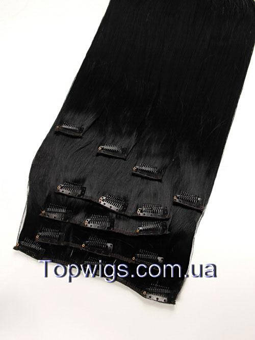 

Матовые термо волосы с заколками клипсами Original, трессы 8 прядей, цвет 1 черный