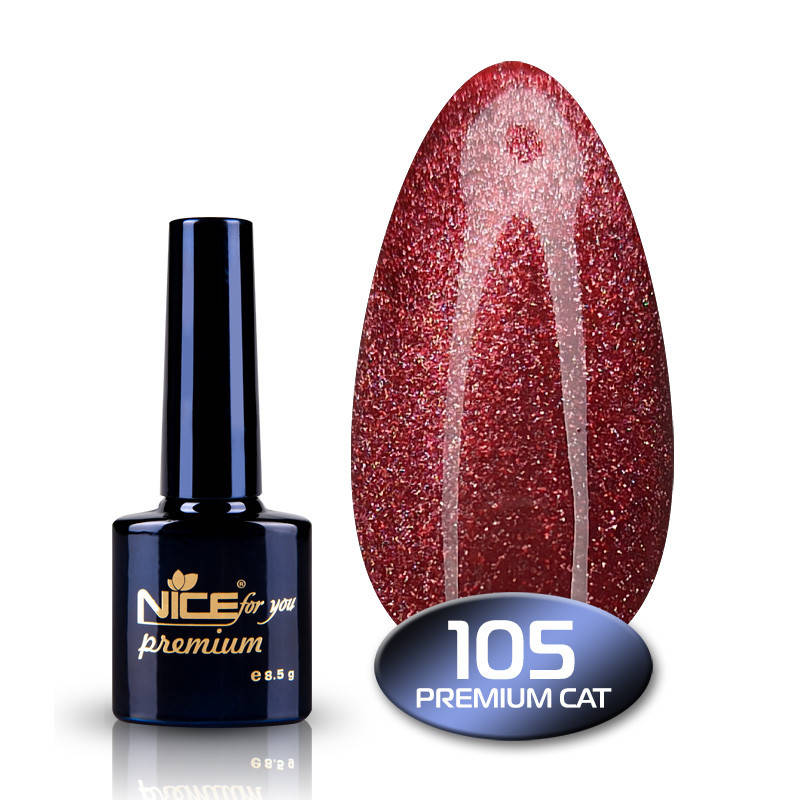 

Гель-лак с эффектом кошачьего глаза Nice for you Premium, №105 ярко-бордовый 8,5 мл