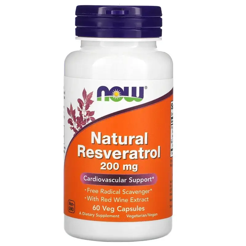 

Ресвератрол (Resveratrol), Now Foods, 200 мг, 60 капсул (NOW-03353)
