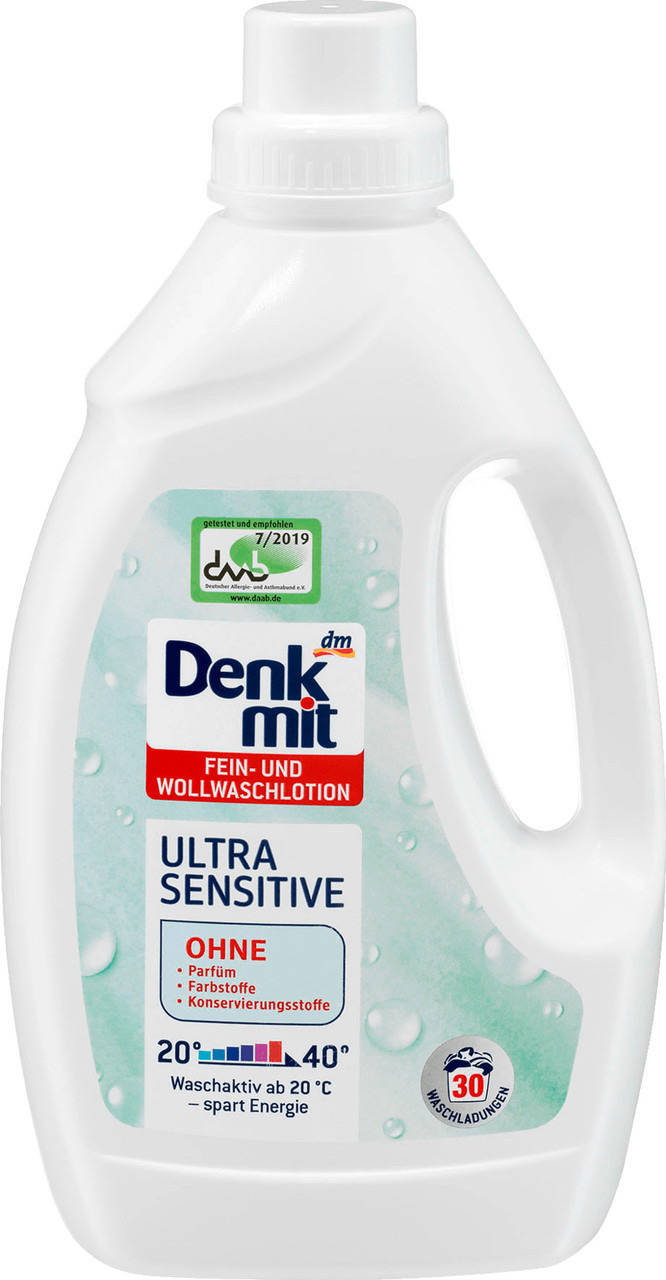 

Гипоаллергенный детский гель для стирки DenkMit Ultra Sensitive 1.5л Германия