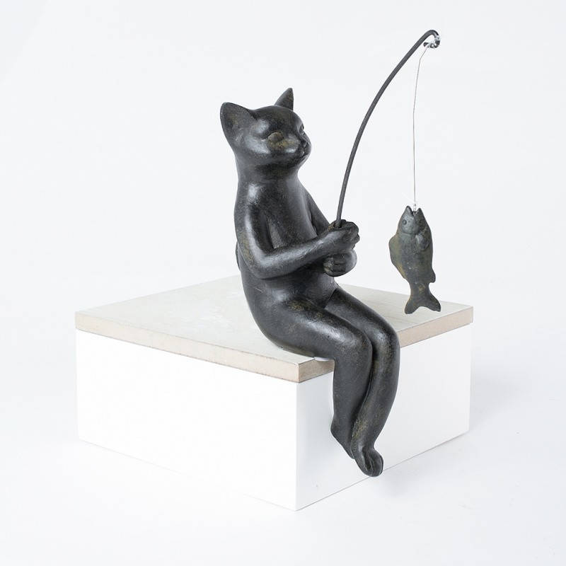 

Фигурка Кот-рыбак 15х9х19 см, Разные цвета