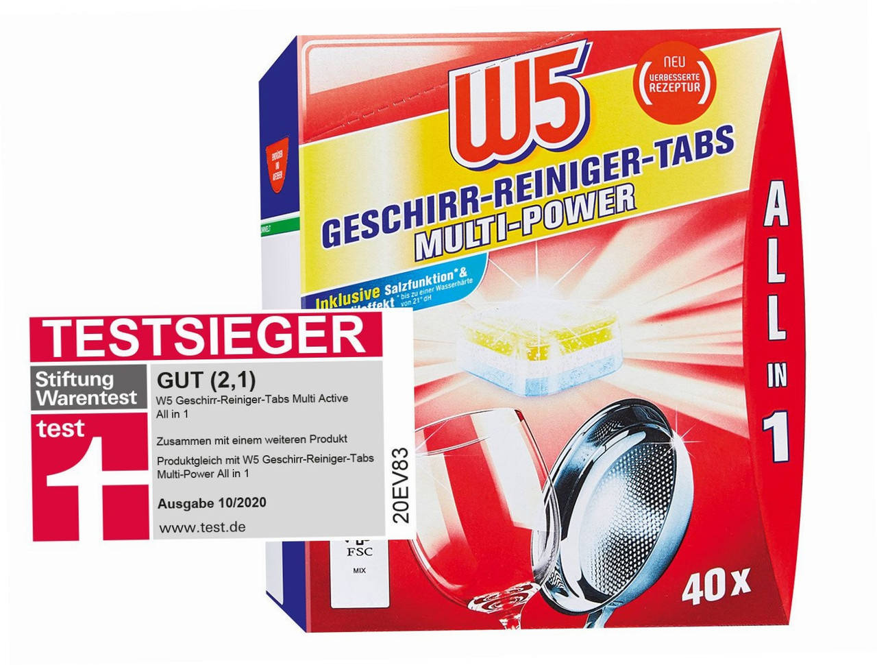 

Таблетки для посудомоечных машин W5 Multi Active Geschirr-Reiniger 40 шт