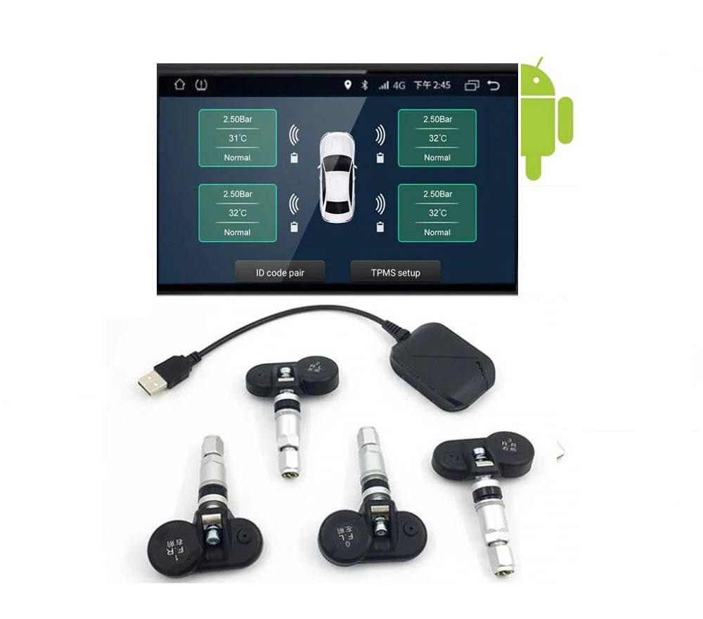 

Система контроля давления в шинах ZIRY TPMS-USB for Android 4-и колесa, внутренние датчики