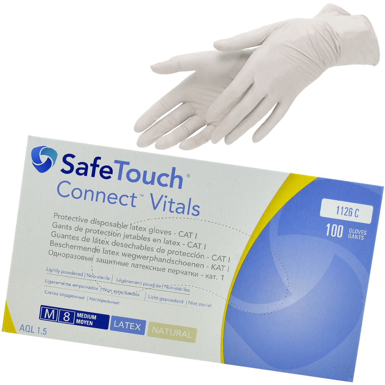 

Перчатки латексные Medicom Safe-Touch "М" опудренные 1уп/100шт, Бежевый