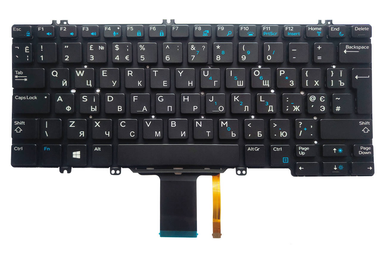 

Клавиатура для ноутбуков Dell Latitude E7280, E7290, E7380, E7390 черная без рамки, с подсветкой UA/RU/UK, Черный