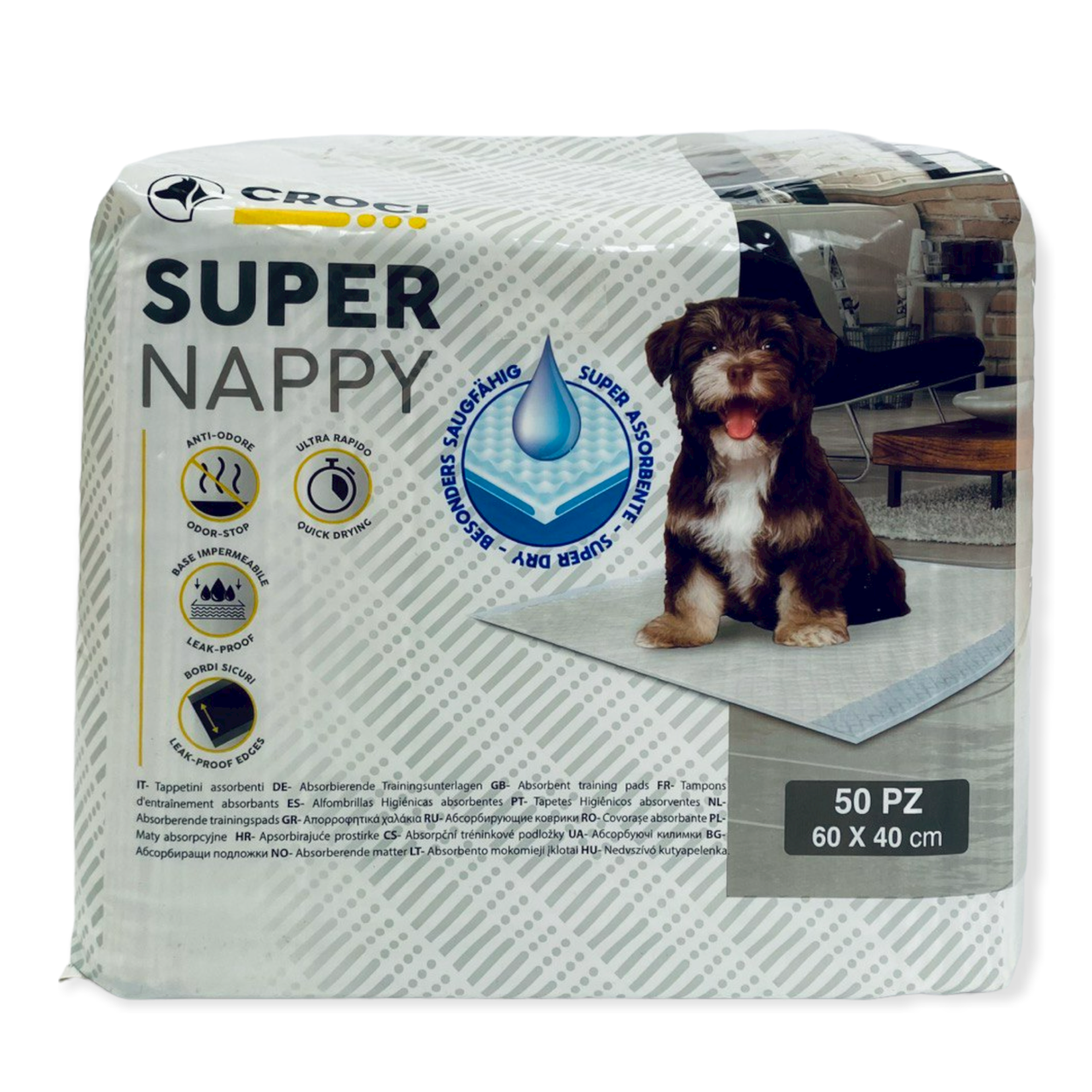 

Одноразовые пеленки для собак 60*40 см Croci Super nappy 50 шт/уп