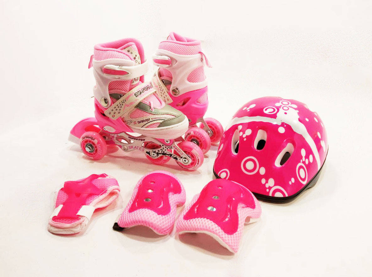 

Детские ролики для начинающих комплект размер 29-33 и 34-37 LikeStar розовый цвет Y1