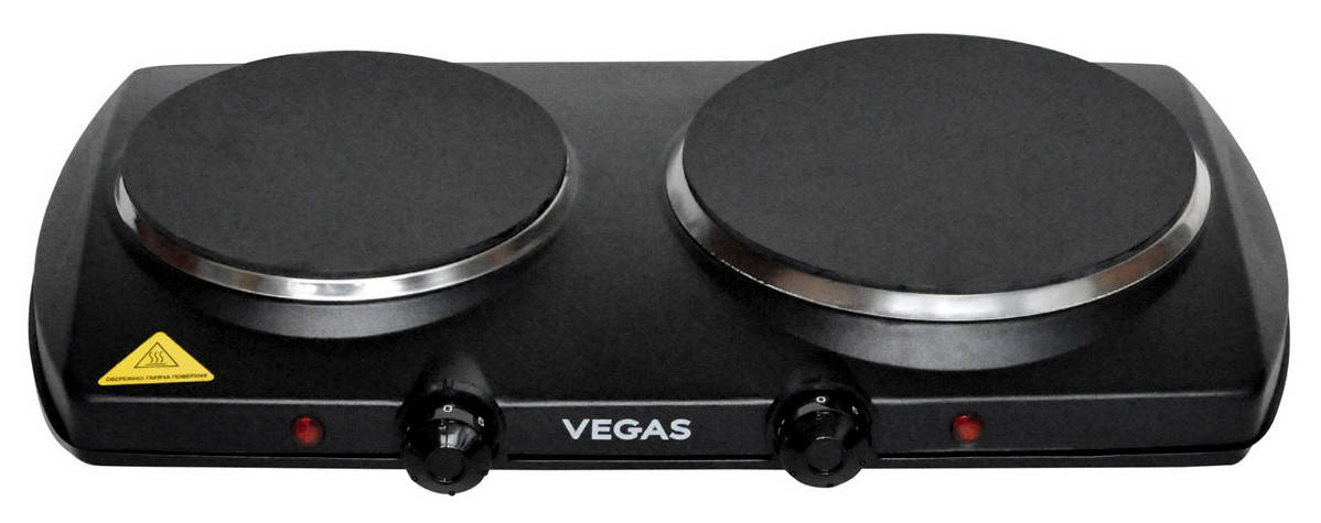 

Электроплита настольная стеклокерамическая Vegas VEC-2048 2000 Вт 2 конфорки Черный