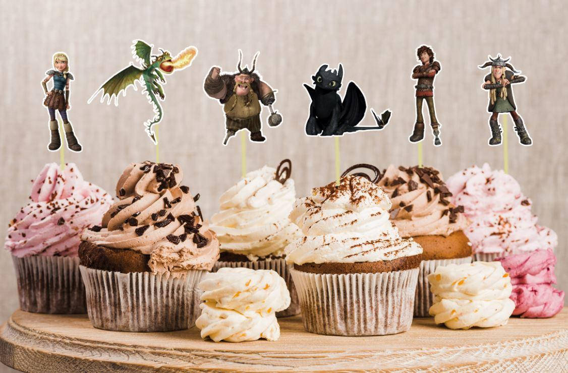 

Набор "Как приручить дракона" средние топперы в кексы (6 см) вырубка (6шт./уп.)(Картон)