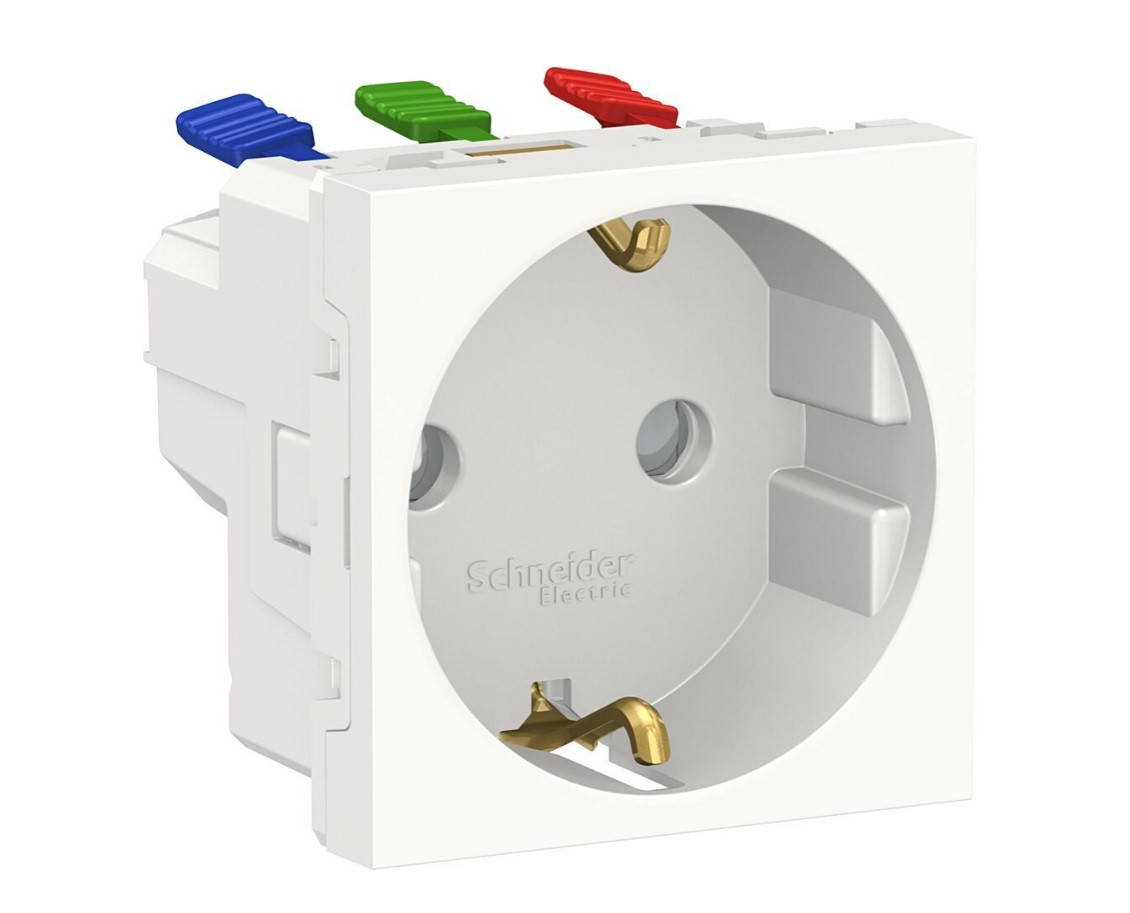 

Unica New розетка с заземлением со шторками белый Schneider Electric, NU305718