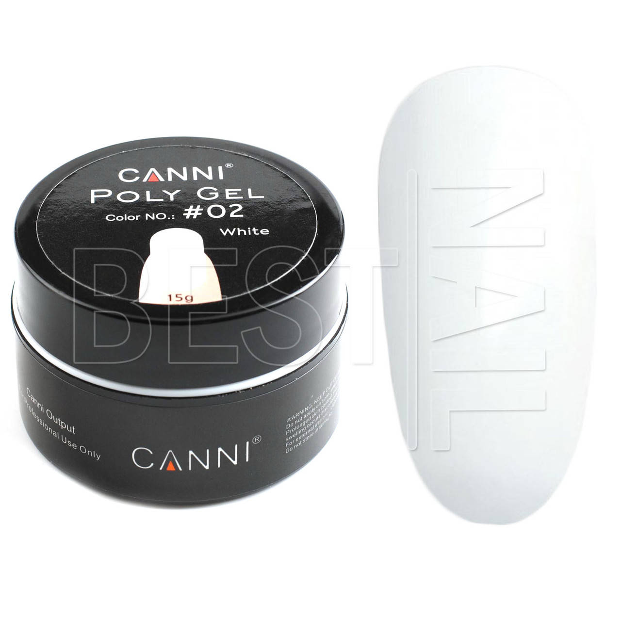 

Полигель (акрил-гель) CANNI №02 UV/LED 15 г, white, Белый