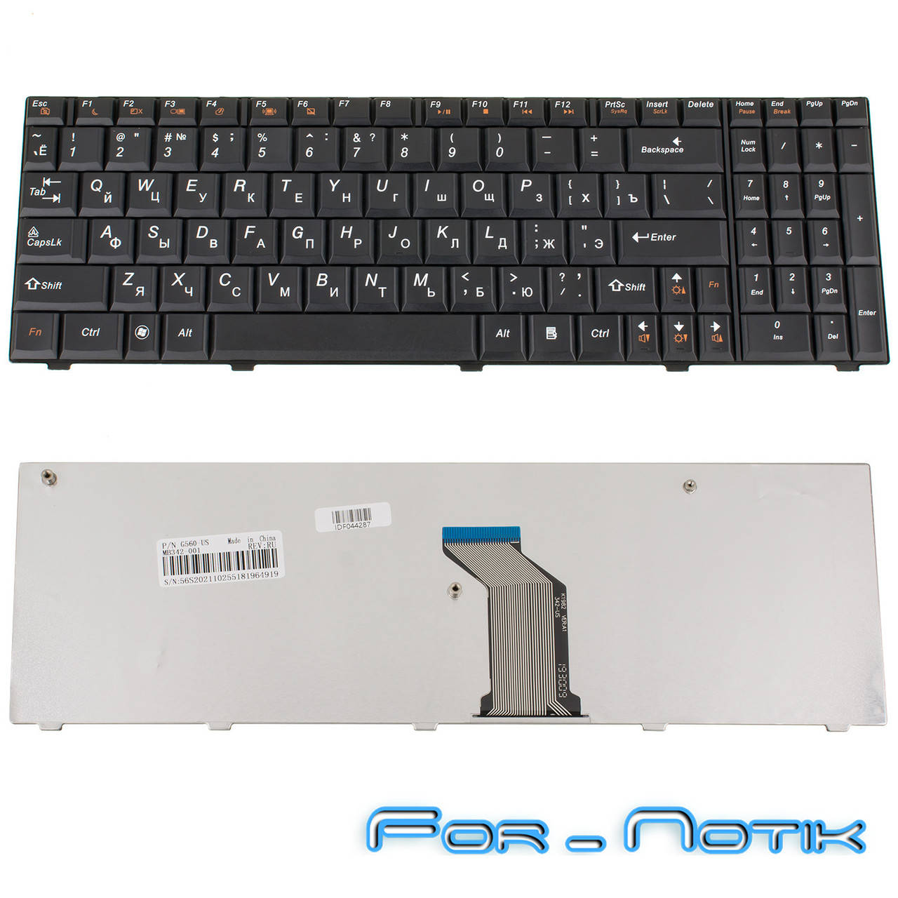 

Клавиатура для ноутбука LENOVO (G560, G565) rus, black, Черный