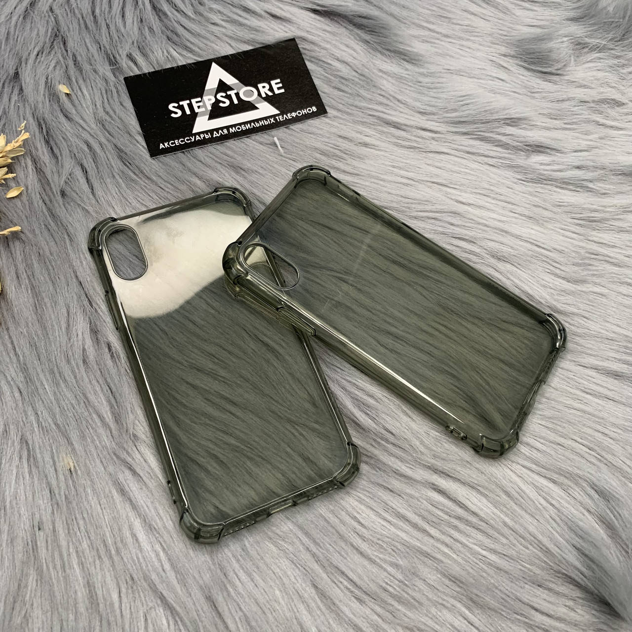 

Чехол противоударный для Iphone X Xs 10 10s 5.8 прозрачный толстый с углами черный затемнённый силиконовый
