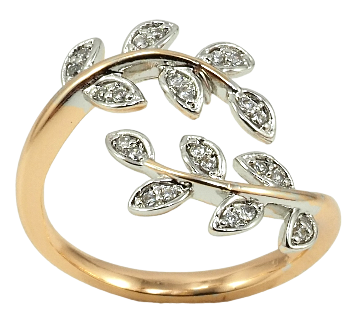 

Кольцо Xuping Позолота 18K + Родий "Веточки" р.16-17,18-19