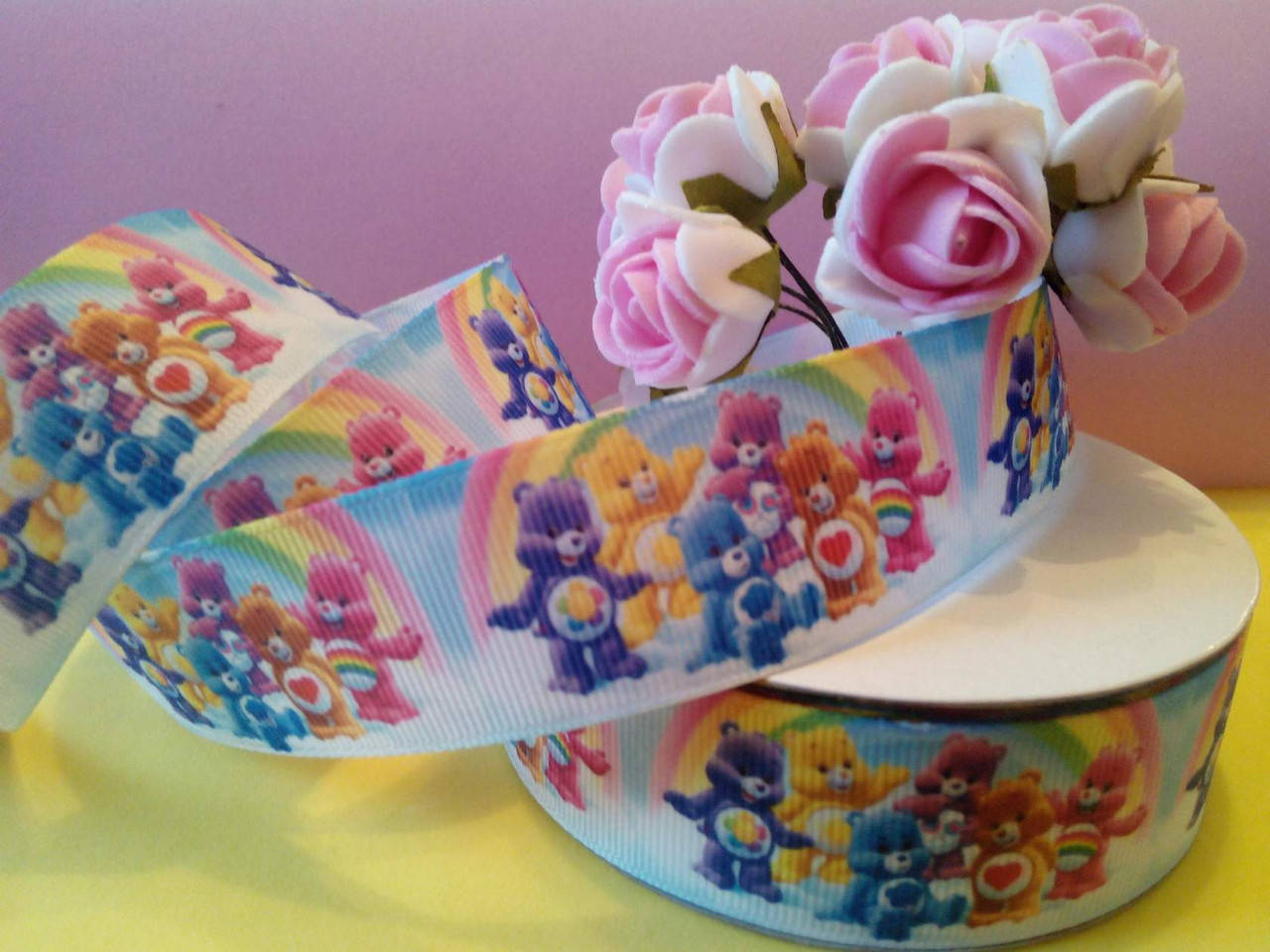 

Лента репсовая 25мм Marill Мишки Гамми у радуги