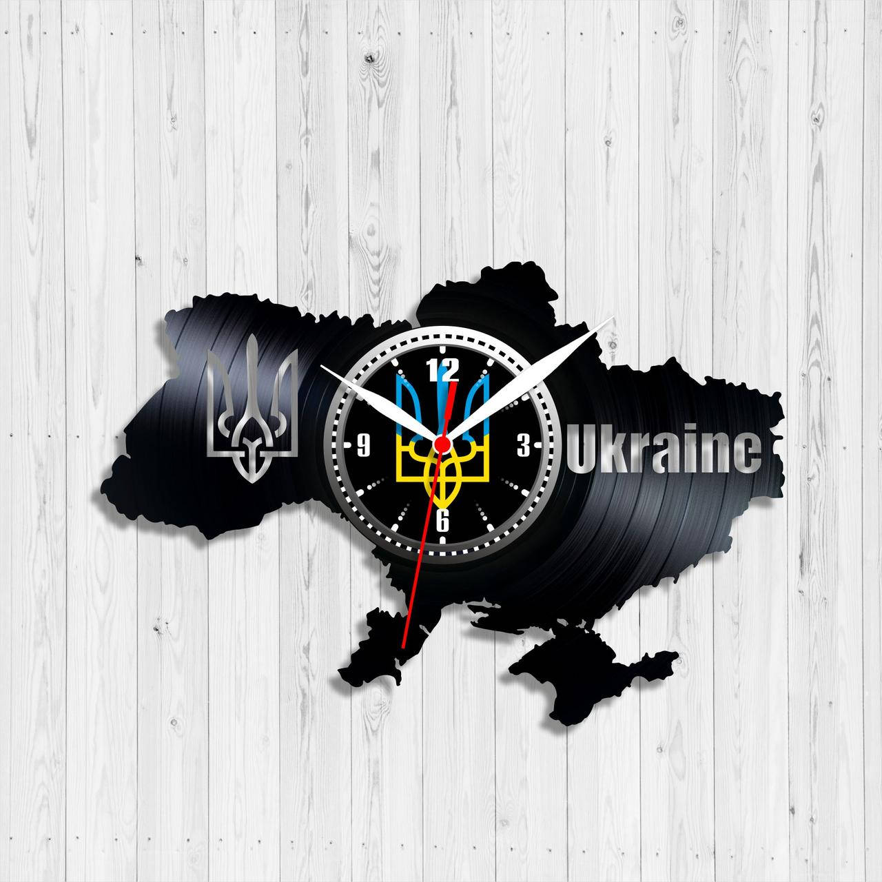 

Герб Украины Часы Украина Часы карта Украины Часы виниловые Часы на стену Размер 30 см