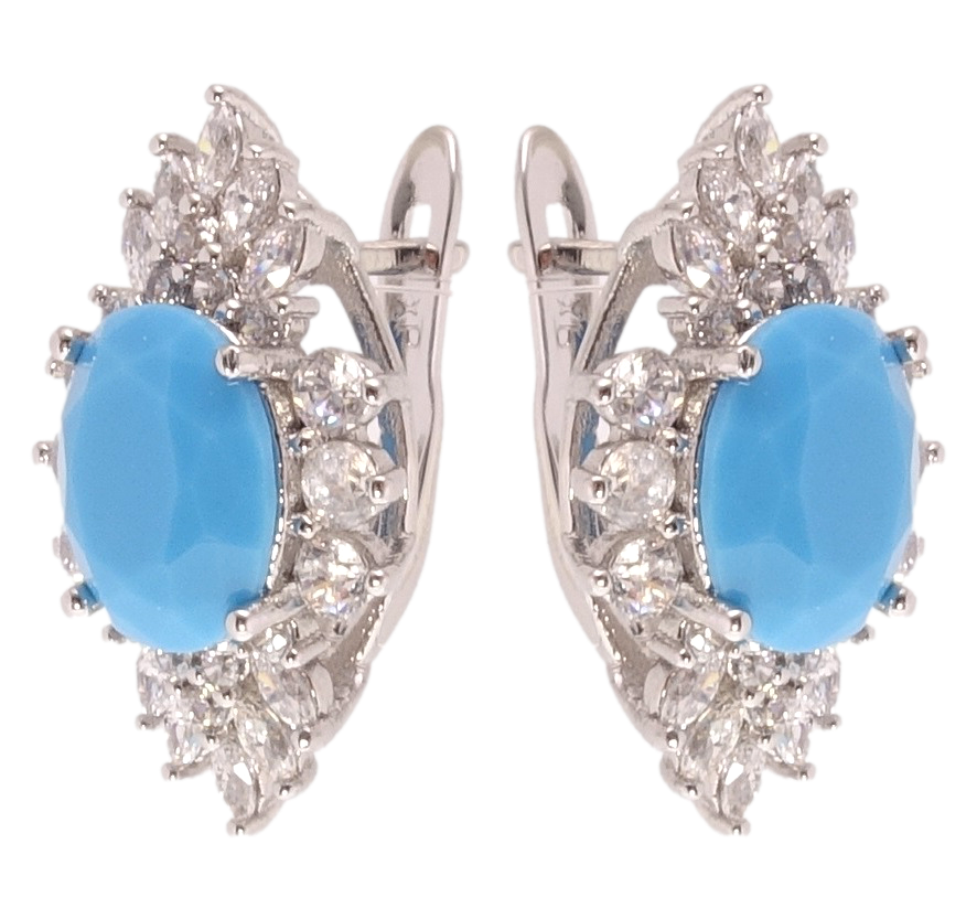 

Серьги Xuping Родий английский замок "Голубой кристалл в обрамлении циркония"