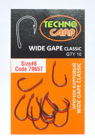 

Крючок карповый "Wide Gape CLASSIC" №10 NEW ( Технокарп )