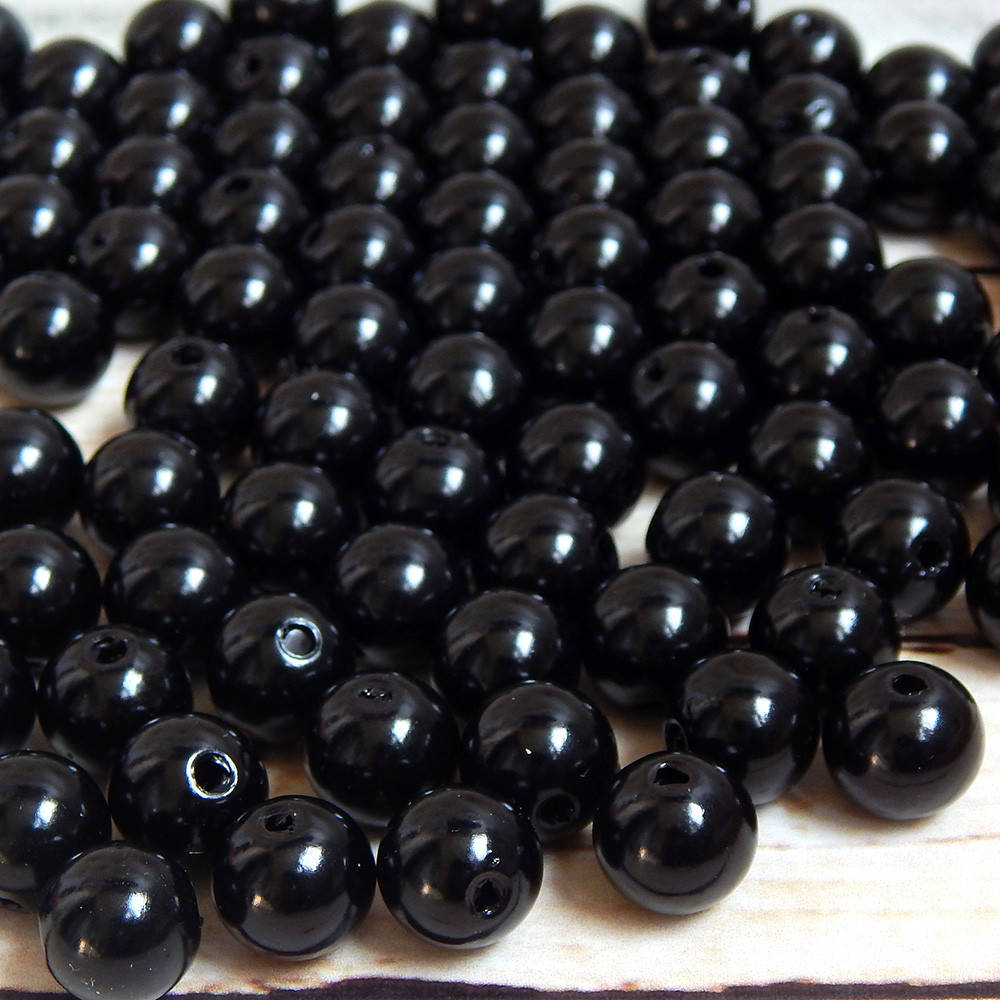 

Бусины глянцевые 1,2 см, черные (10 шт)