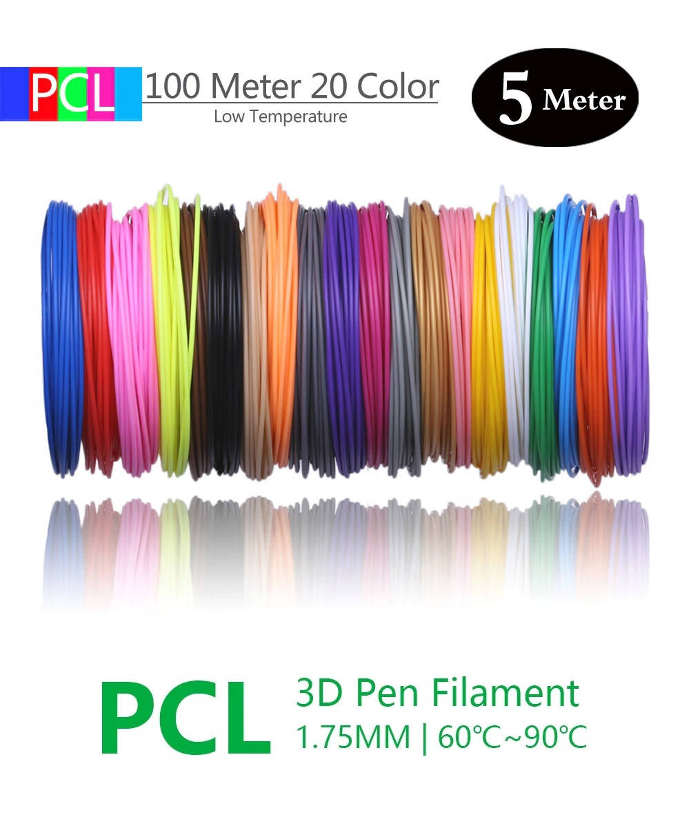 

PCL Пластик для 3D-ручек 100м 20 цветов по 5 метров 1,75 мм