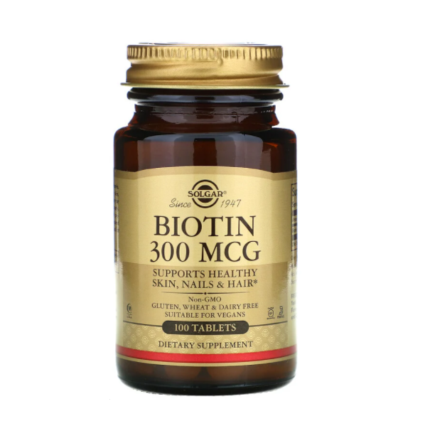 

Биотин, (Biotin), Solgar, 300 мкг, 100 таблеток (SOL-00280)