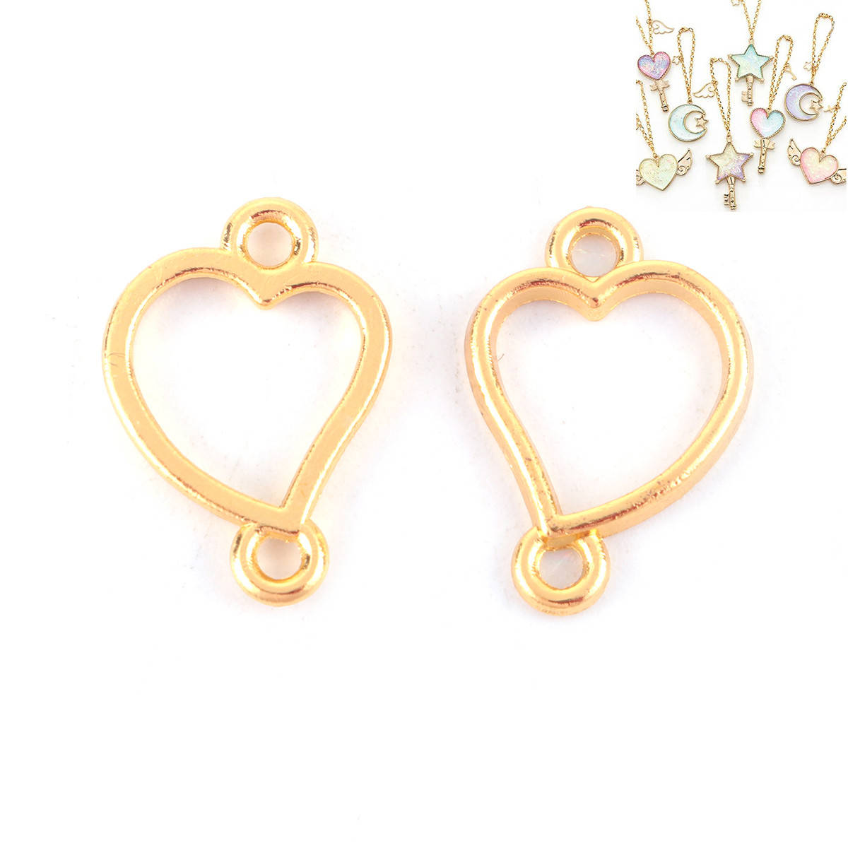 

Коннектор Сердце, Рамка под заливку эпоксидной смолой, Цинковый сплав, Цвет: золото, 16 мм x 11 мм