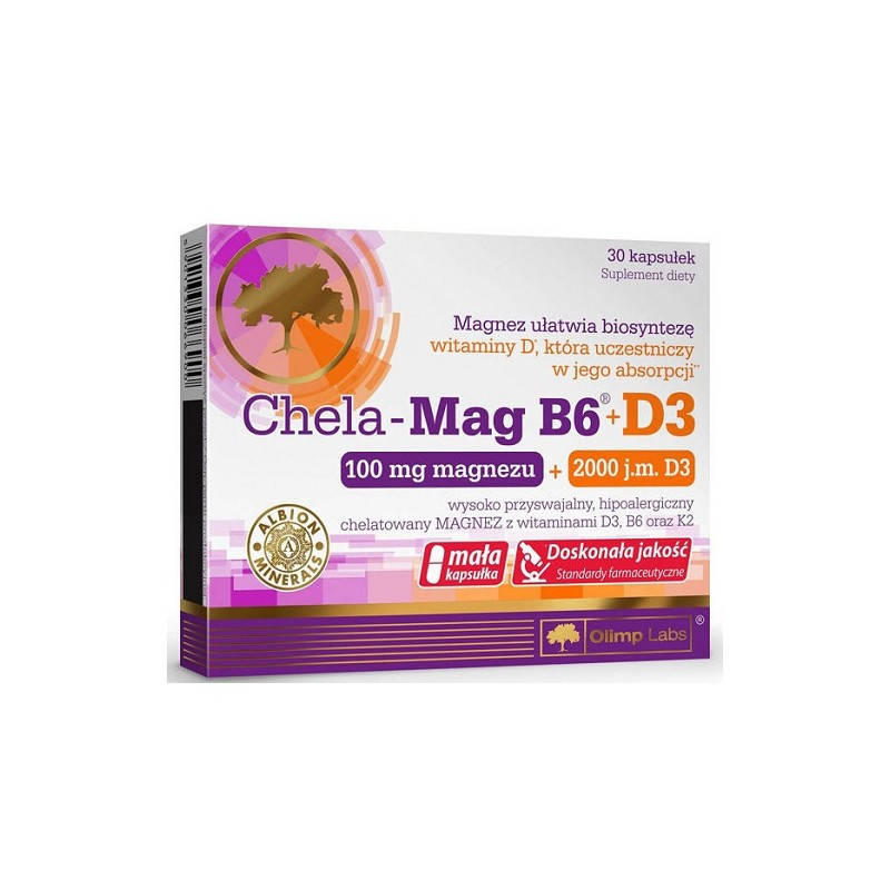 

Витамины и минералы Olimp Chela-Mag B6+D3, 30 капсул