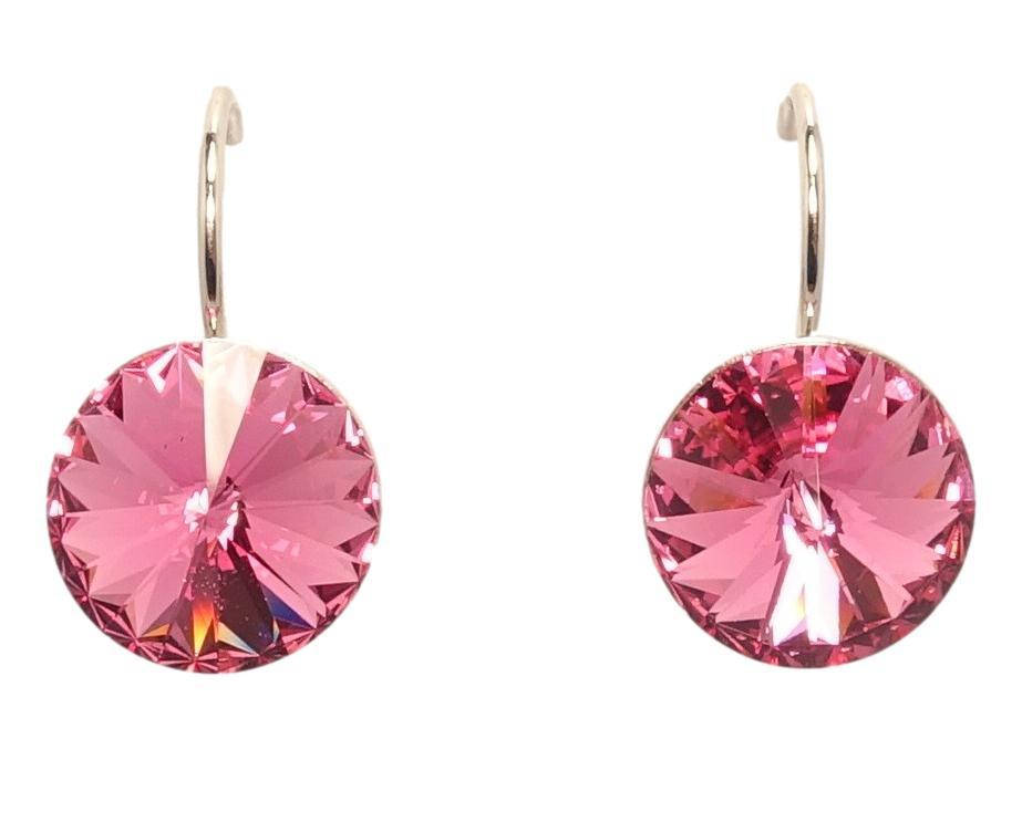 

Серьги Xuping Родий с кр-ми Swarovski французский замок "Кристалл Rose" ø 11мм