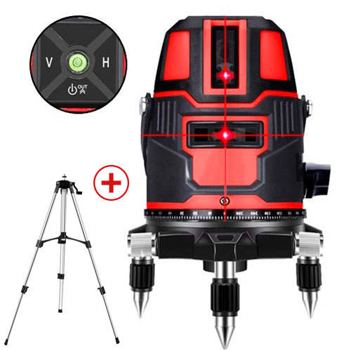 

Лазерный уровень, нивелир, 5 линий 6 точек АКБ Hilda LS-050, штатив 1.2м