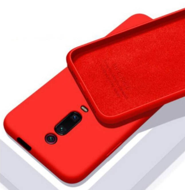 

Силиконовый чехол с микрофиброй для Xiaomi Mi 9T Pro красный тонкий матовый