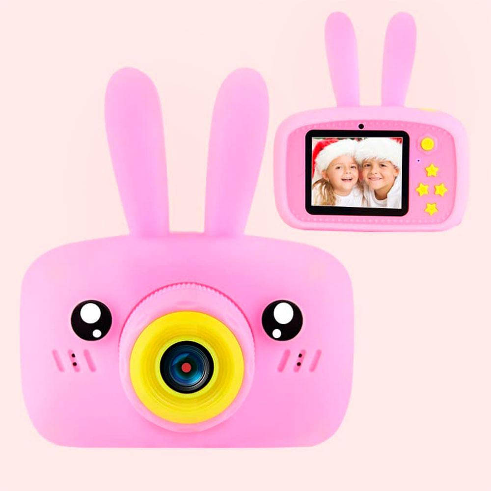 

Противоударный Детский цифровой Фотоаппарат DVR baby camera XL 500R с чехлом зайчика Розовый