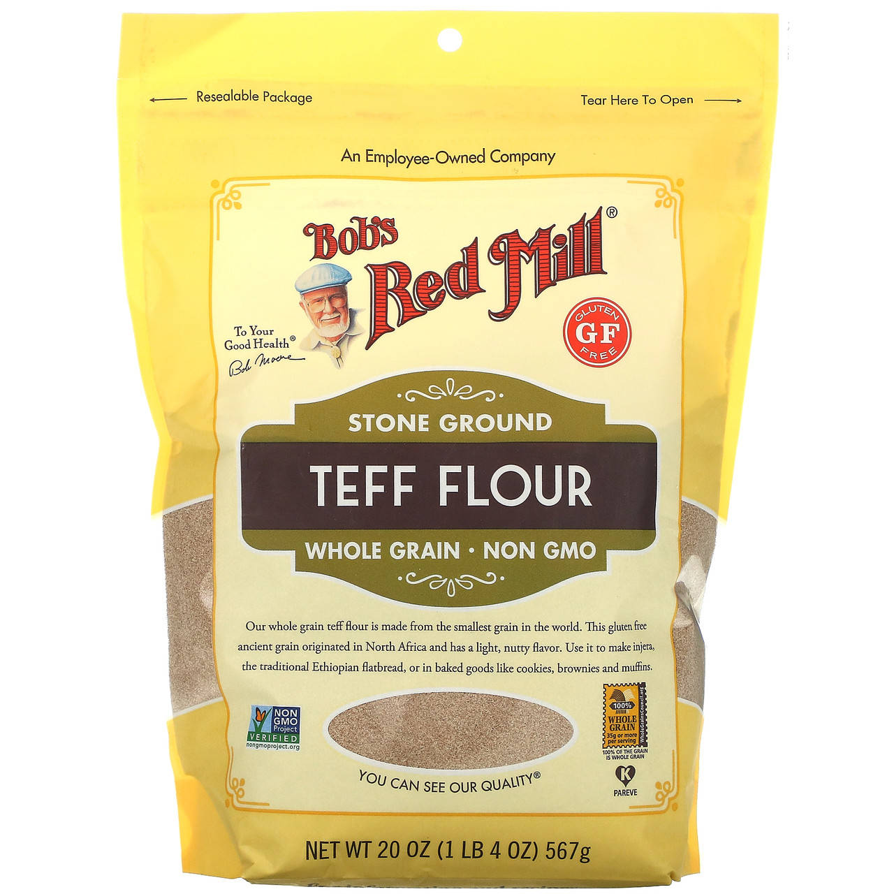 

Bob's Red Mill, Stone Ground Teff Flour, Whole Grain, 20 oz ( 567 g)