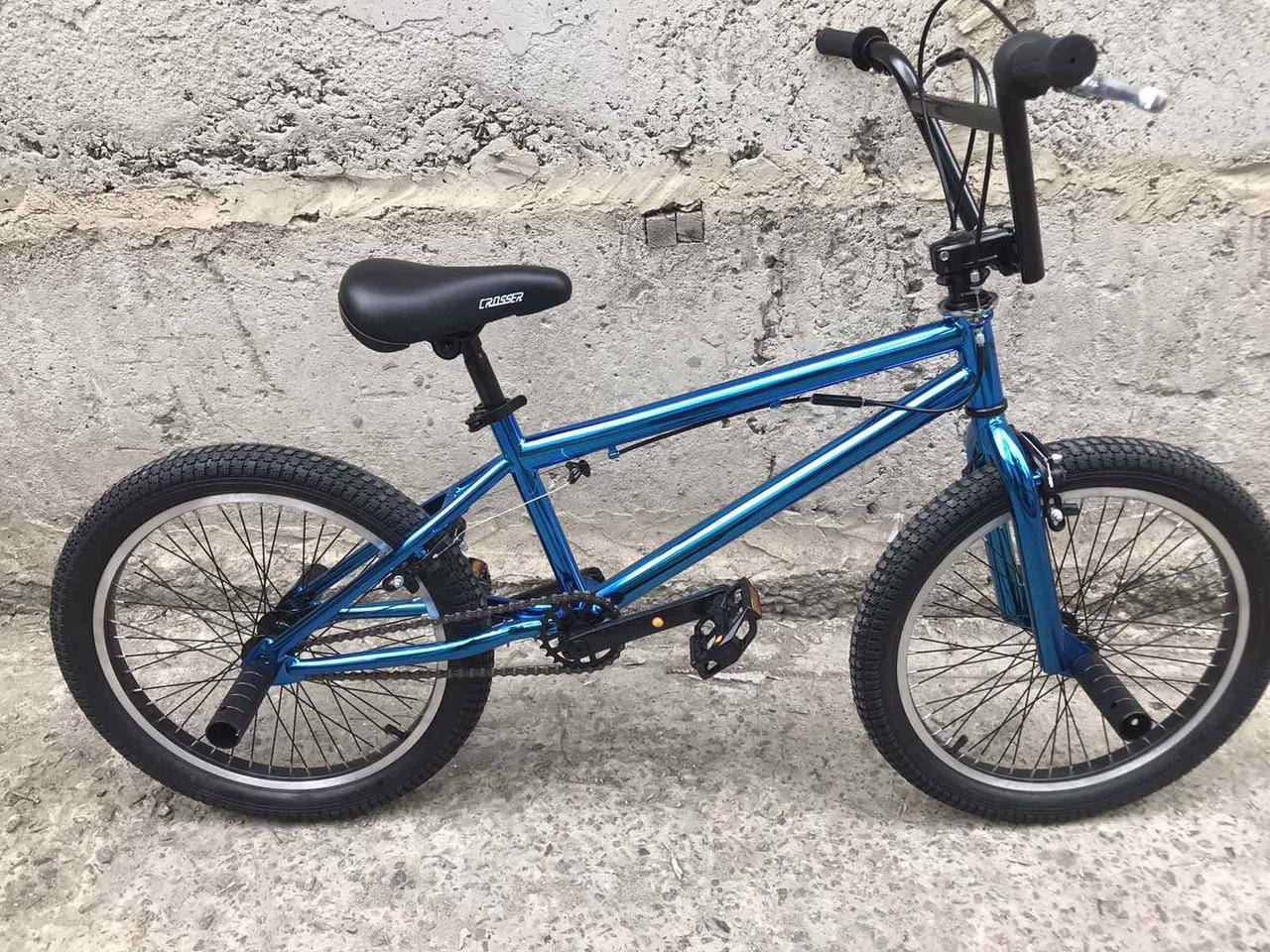 

Трюковый велосипед BMX Crosser Rainbow 20" Blue цвет голубой металлик