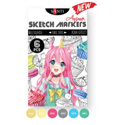 

Набор маркеров "SANTI sketch" "Anime", 6 шт./уп.