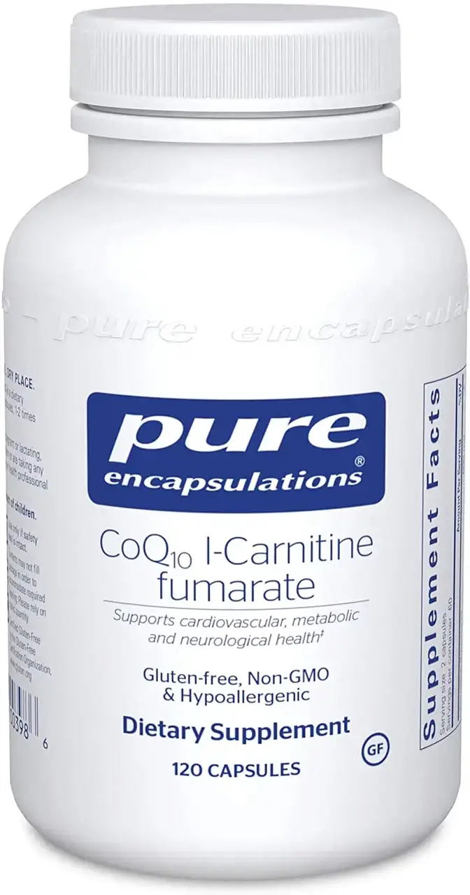 

Коэнзим Q10 L-карнитин фумарат, CoQ10 l-Carnitine Fumarate, Pure Encapsulations, 120 капсул (PE-00398)