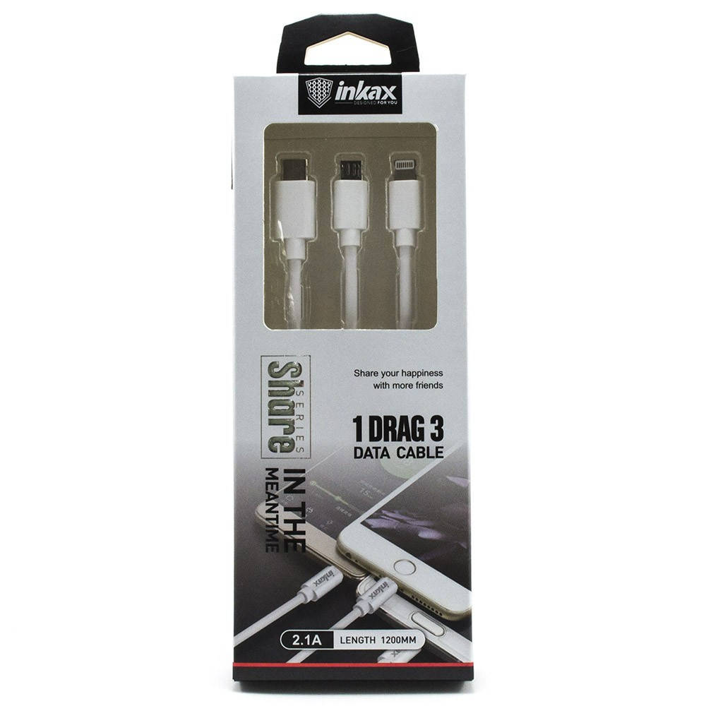 

USB Кабель Inkax CK-38 3in1 lightning-microUSB-Type-C 1,2м белый