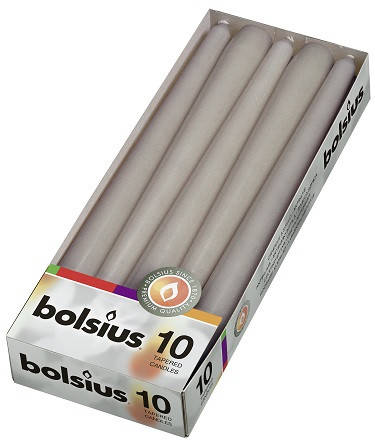 

Свеча коническая серая Bolsius 24,5 см 10 шт (s30-070Б), Серый