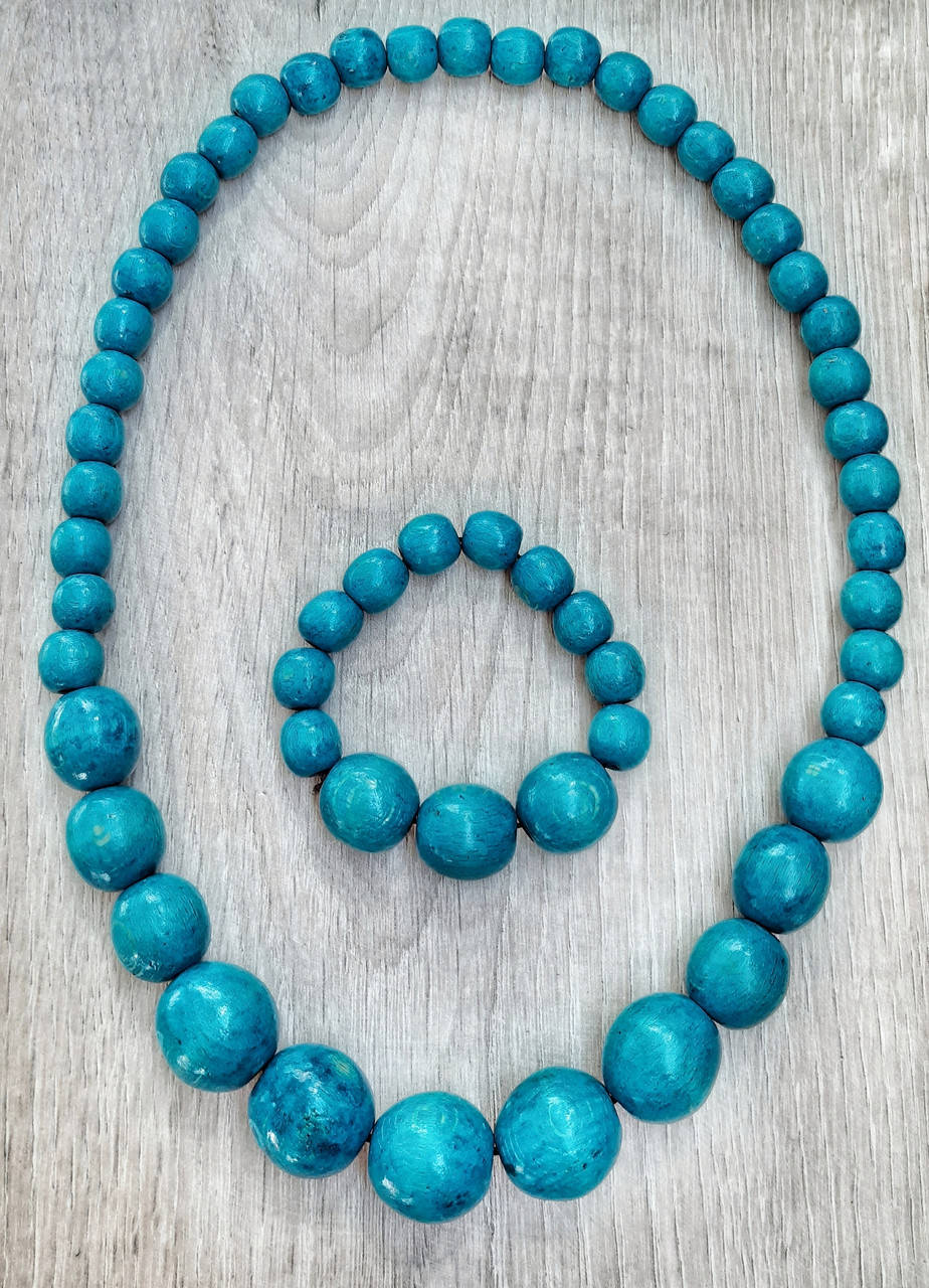 

Набір буси та браслет Бусинка. Блакитні.