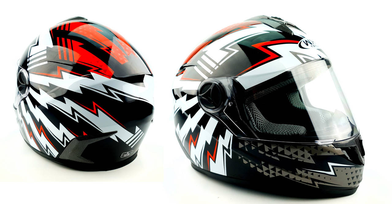 

Шлем для мотоцикла HF-122 BLACK WHITE RED FLASH глянец М, Черный