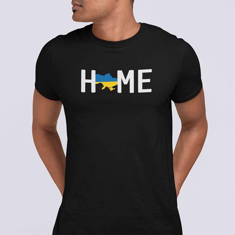 

Черная футболка с принтом Home Ukraine M