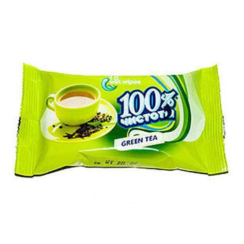 

Салфетки влажные (15 шт.) 100% чистоты ЗЕЛЕНЫЙ ЧАЙ