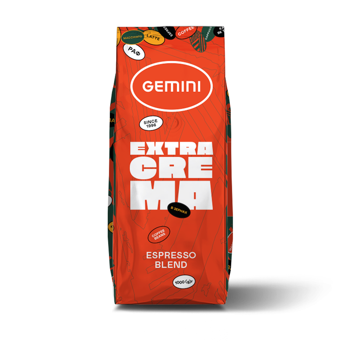 

Кофе Gemini Extra Crema Espresso Blend в зернах 1 кг