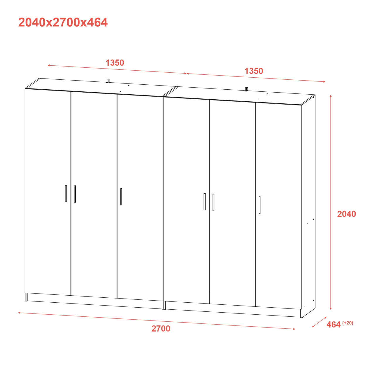 Шафа для одягу комплект Промо Сірий 3+3 ДСП 270х48х204 (80737768) 7