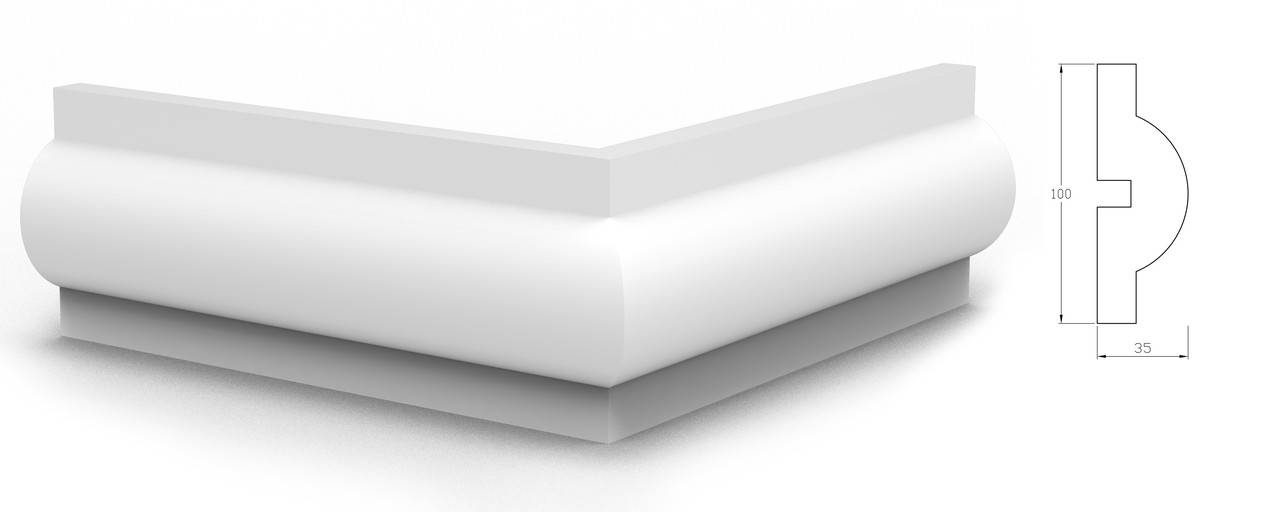 

Молдинг фасадный One Decor, размер 35*100, наружный, модель mod 003