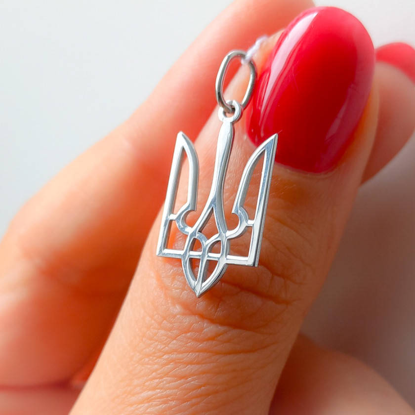 

Серебряный шарм подвеска кулон трезубец, герб Украины, патриотическая символика