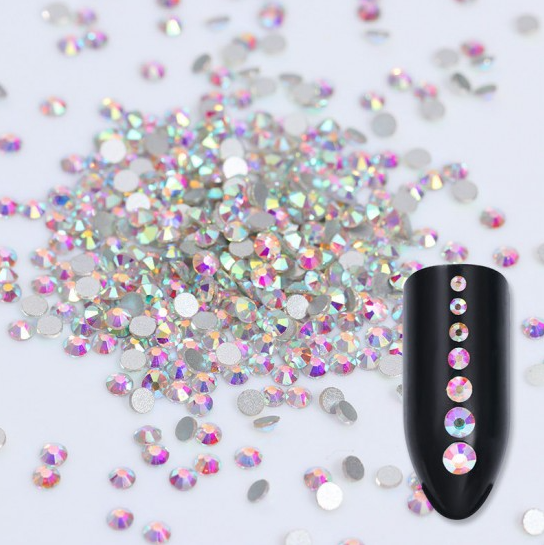 

Стразы для ногтей AB Crystal SS5, стекло, Silver, хамелеон, люкс, блеск, камни, декор, сваровски, no hot fix, Серебристый