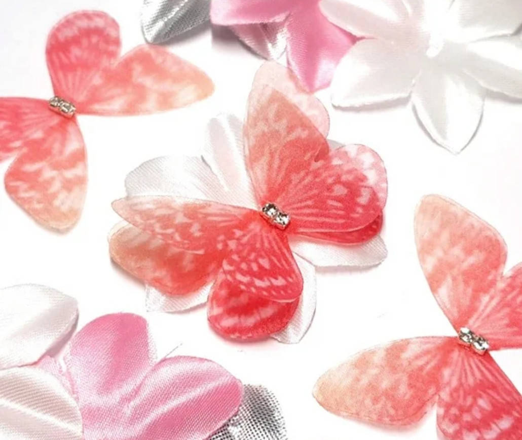 

Бабочка из шифона, двухслойные шифоновые бабочки 45х35мм